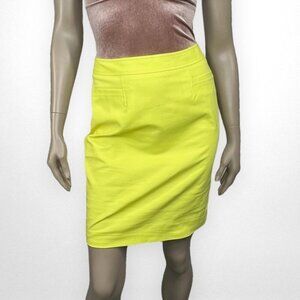 HALOGEN 0 Bright Yellow Pencil‎ Skirt Summer Office Wear Neon Yellow